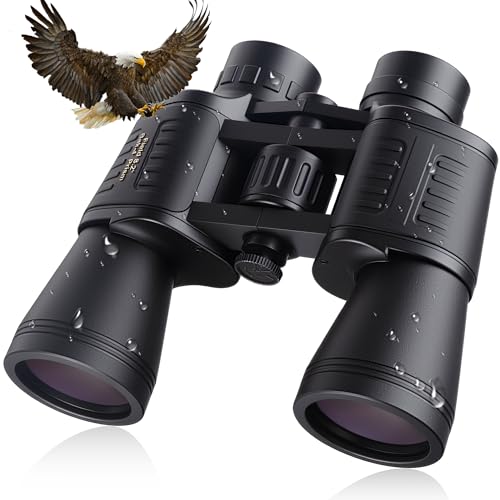20 x 50 High Powered Binoculars for Adults, Large View Binocular Waterproof Compact Binoculars with Low Light Vision for Bird Watching Sightseeing Wildlife Watching Traveling Stargazing (Black)