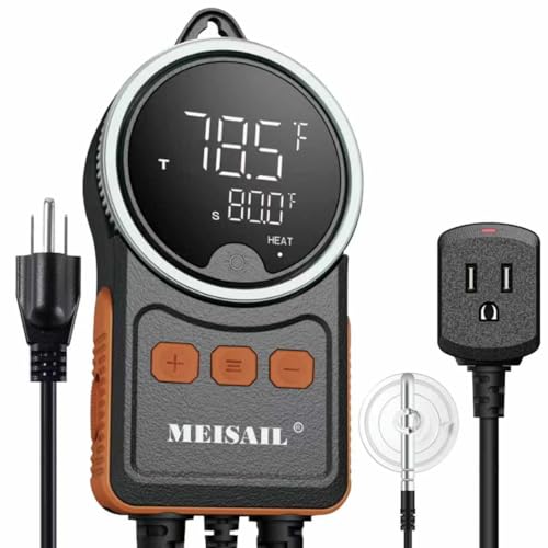 Temperature Controller, for Aquaculture or Plant Seedling, Pet Temperature Controller, Reptile Thermostat, with Overheat Protection and Dualensor Smart Protection - color: MS-60B