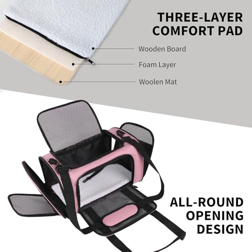 Carriers Soft-Sided Pet Carrier Pink for Medium Large Cats Dogs Undertake 35Lbs,Ventilated Mesh Windows,Top Load Cat Carrier with Airline Approved(X-Large,Pink) - color: pink, size: 20.0"L x 13.0"W x 13.0"H