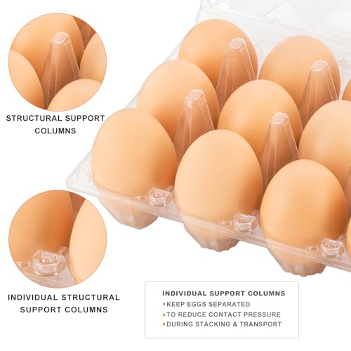 100 Pack Clear Plastic Egg Cartons, Reusable Stackable Egg Containers for Farm, Market & Fridge Storage, 3×4 Grid