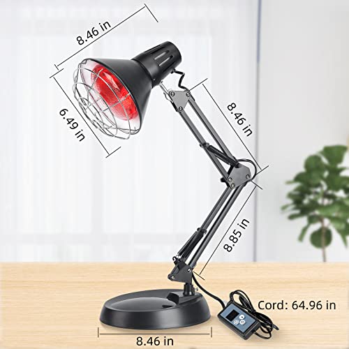Red Light Heating Lamp with Base, Heat Lamp Device with 150W Bulb | Adjustable Red Heating Lamp Set, Multi-area Gentle Warm Light for Daily Cosmetic Use