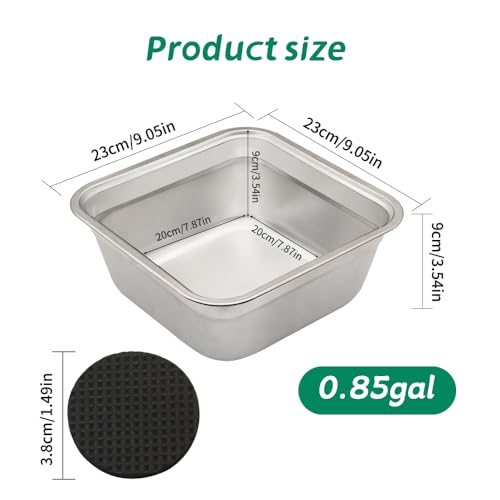 Dog Bowl Stainless Steel Water and Feed Dish with Non-Slip Pads (0.85Gal-1 Set) - size: 0.85Gal-1 Set
