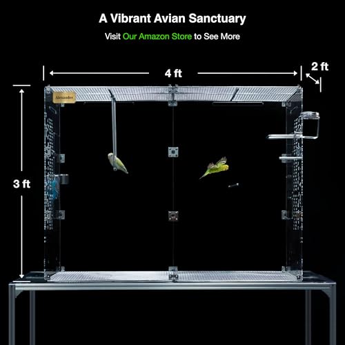 GuineaLoft™ Crystal Clear Custom Acrylic Bird Cage (Model-ET2) | Custom Sizes from Small to Extra Large w/ Optional Divider, Name Plate, UV Background, & Accessories - color: Model-ET2