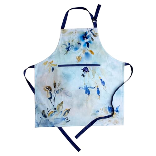 Maison d' Hermine Aprons for women with Pocket 100% Cotton (27.50"x31.50") | Adjustable Neck Strap & long ties Apron Men Chef Wedding Cooking Gardening Server Maid - color: 038 - Lazy Summer Days
