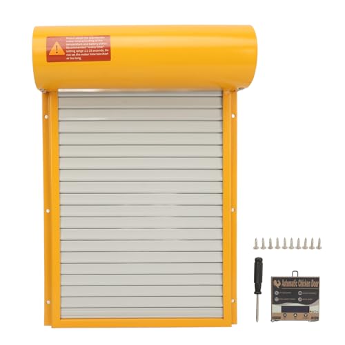 Automatic Chicken Coop Door Opener Battery Powered Timer LED Display with Programmable Controller for Chicken Duck Goose Poultry Coop (Yellow) - color: Yellow