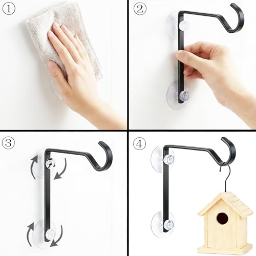 3Pack Window Hooks for Bird Feeders, Heavy Duty Window Suction Cup Hooks with Screws, Window Mount Hummingbird Feeder Hangers for Outdoor Use (Bird Feeder Not Included)