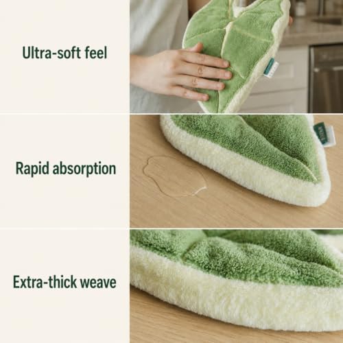 2 Pack Cute Decorative Leaf Shaped Hand Towel Set for Plant Lovers