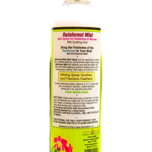 King's Cages Rainforest Mist Bath Spray for Cockatoos & Macaw 8oz. - size: Pk1
