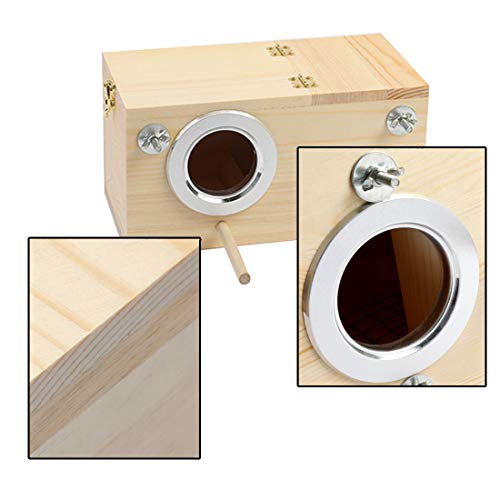 Parakeet Nesting Box, Bird Nest Breeding Box Cage Wood House for Finch Lovebirds Cockatiel Budgie Conure Parrot (M:9.8"×5.1"×5.3") - size: Medium: 9.8" x 5.1" x 5.3"