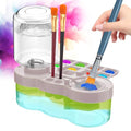 2025 Upgraded Paint Brush Cleaner, Kids Painting Station with Brush Washer, Water Cycle Watercolor Rinser Dispenser with Holder and Palette, Art Supplies Cleaning System for Children Adults(White)
