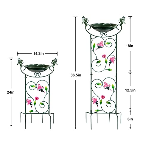 36.5" Metal Bird Bath with Trellis, Outdoor Garden Birdbath with Detachable Bowl & Climbing Plant Support, Decorative Bird Feeder Station with Fairy for Yard, Patio, Fence - color: Fairy