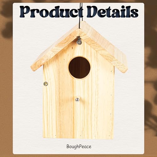 Wooden Bird Houses for Outside Hanging Birdhouses Nest Bluebird House for Cardinals Finch Wren Swallow for Garden Viewing 3 - size: 8inch × 7.8inch × 5inch