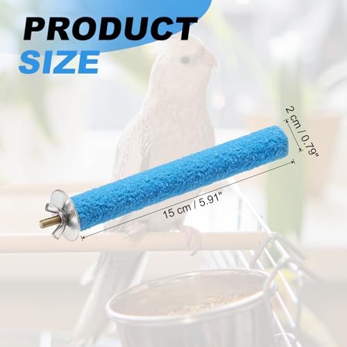 Bird Perch Stand, Colorful Paw Grinding Stick, Wood Rough-surfaced Perch Parrot Stand 15 x 2 Cm, (Blue, 2 Pcs), Intended for Home/Animal Parks/Pet Stores - color: Blue, size: 15 x 2 cm / 5.91 x 0.71 inch
