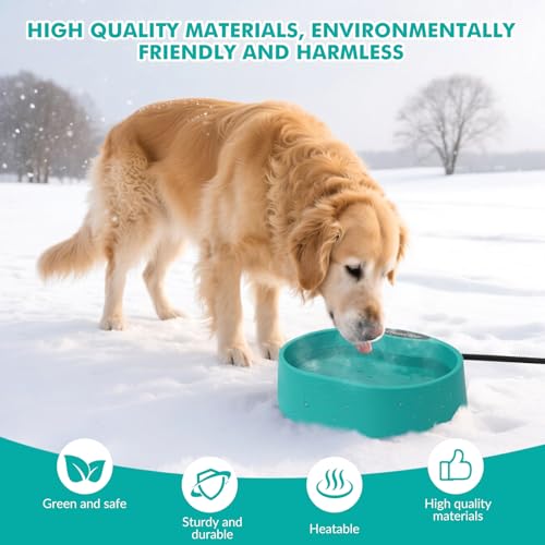 Large Heated Water Bowl for Dogs & Cats Outside, 3.7L Heated Dog Bowl | Heated Dog Water Bowl for Birds,Chicken Water Heater -Keep Water Warm in Winter,35W Thermostatic Control and Anti Chew Cord - size: Oval 3.7 Litres