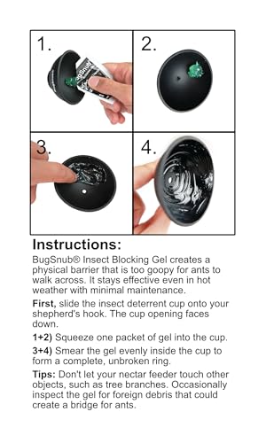 Ant Guard for Shepherd's Hooks (1-Pack)- Waterless Ant Defense for Hummingbird Nectar Feeders, Unique Upside-Down Design, No Liquid Moat, Includes BugSnub Gel