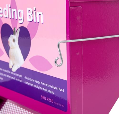 Metal Small Animal Feeder with Lid, Heavy Duty Rabbit Feeder, Large Capacity Rabbit Food Dispenser, Great for Rabbit, Guinea Pigs, Chinchillas and Other Small Animals.(7.4 inch, Purple) - color: Purple, size: 7.4 inch