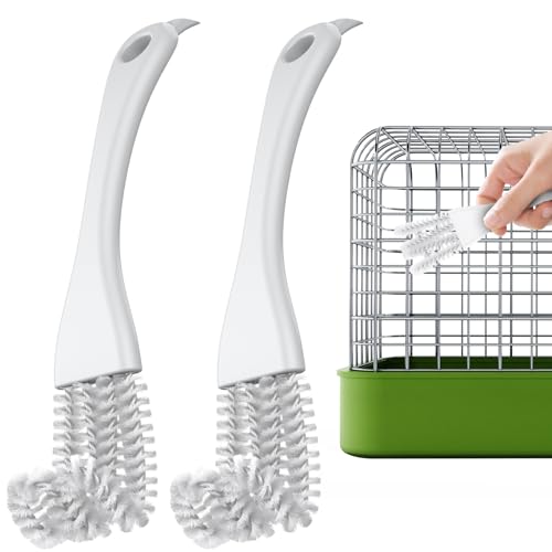 Pawfly 2 Pcs Bird Cage Cleaner Brush, 2-in-1 Bird Cage Cleaning Brush, Bird Poop Remover for Perches, Kennels & Small Animal Cages, Bird Cage Accessories, Bird Droppings Removal Brush - color: Green