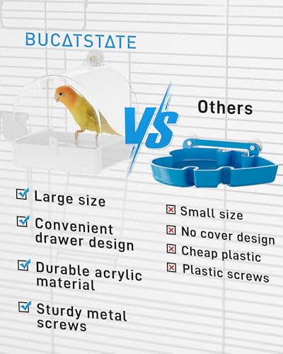 BUCATSTATE Hanging Bird Bath for Cage, 3 in 1 Multifunction Bird Bath/Bowl/House, Bird Cage Accessories Suitable for Small to Medium Birds, Like Lovebirds, Finches, Parakeets, Mannikin