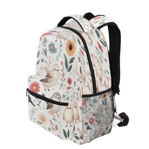 senya Cute Birds and Flowers B Backpack School Bag Travel Daypack for Boys Girls - color: Multicolor 10
