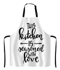 Inspirational Quote Adjustable Bib Apron, This kitchen is seasoned with love Cooking Kitchen Apron for Men Women - color: Multi Lf275