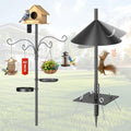 Upgraded Heavy Duty Bird Feeder Pole, 92 Inch Squirrel Proof Adjustable Bird Feeding Station,1 Inch Dia Bird House Pole, 4 Shepherd Hooks for Feeder Stand, Includes Water Bowl & Mesh Tray - size: 92inch
