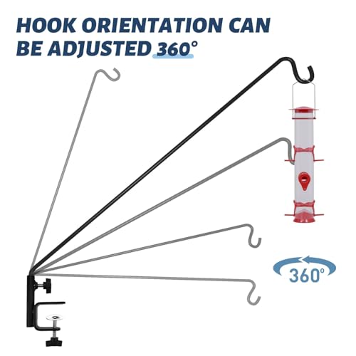 ERYTLLY 3 Inch Clamp Deck Hook 28" Long Deck Hook for Hanging Bird Feeder,Plants,Wind Chimes,Lanterns 1 Pack - size: Deck Hook - 28 Inch - 1 Pack