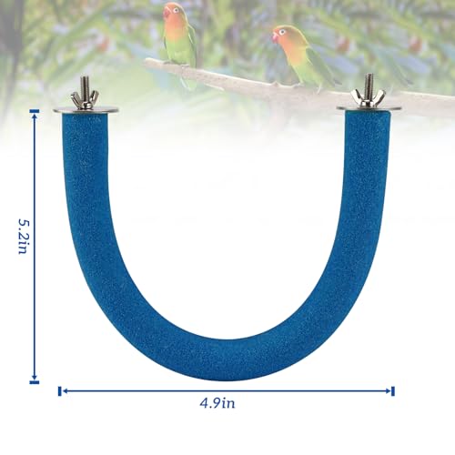 Rypet U-Shaped Parrot Perch, Quartz Bird Perch for Cage(Blue S) | Safe Chew & Rest Perch for Large Birds, Durable Non-Toxic Cage Accessory, for Parakeets Cockatiels Conures Macaws - color: Blue, size: Small