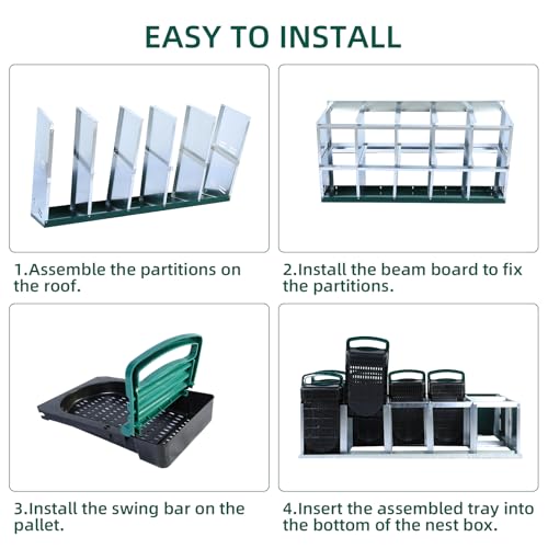 Chicken Nesting Box,8 Compartment Roll Away Nesting Box for Laying Eggs,Wall Mount Chicken Nesting Boxes,Easy Egg Collection,Cleanable Pull Out Hen Roosting Boxes 8 Hole - color: green, size: 8 holes