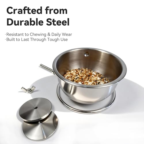 AOTU Anti-Snatch Stainless Steel Parrot Feeding Cups with Locking Buckle - Bird Food & Water Bowls, Essential Bird Cage Accessories for Cockatiel, Conure, Budgie, Macaw Gray Parrot & Small Pets (S) - color: S (10 oz)