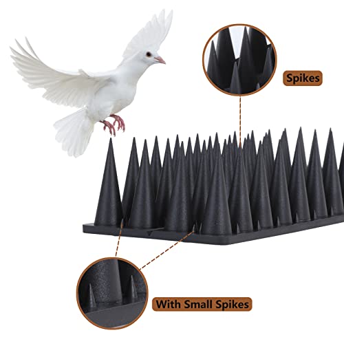 Bird Spikes, 18.7 Feet Bird Guard Spikes for Squirrel Cat Raccoon and Other Small Animals, Pigeon Spikes for Outdoor Fences and Roofs, Durable Plastic Bird Barrier Strips(20 Pack) - color: Black, size: 20 pack