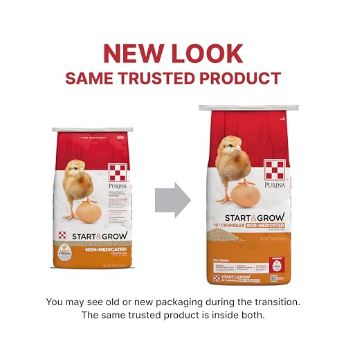 Purina Start and Grow | Non-Medicated Chick Feed Crumbles | Nutritionally Complete - 25 Pound (25 lb.) Bag