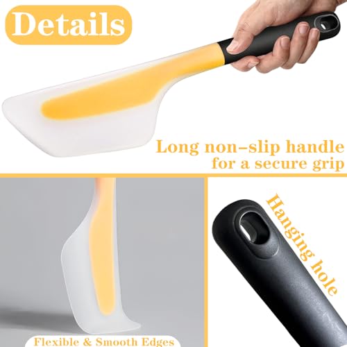 Silicone Omelette Spatula Turner, 13Inch Flip Fold Omelet Turner | Flexible Egg Flip Tool for Non-stick Pans, Heat Resistant omelette flipper for Kitchen Omelet Pancake Crepes, Yellow - color: Yellow