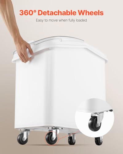 VEVOR 27 Gallon food storage containers 500 Cup Ingredient Bin with Scoop and Sliding Lid Commercial Food Container Ideal for rice storage, dog food container, flour, and sugar containers, White - size: 27 Gallon