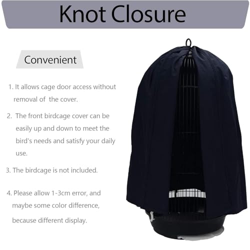 QBLEEV Round Parrot Birdcage Cover, Pet Universal Blackout Cage Cover Shade | Windproof light-proof sleep reduces distractions night accessories cloth without cage, bow tie clouser, easy to wear - color: Blue
