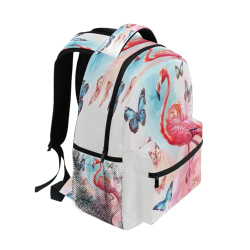 Butterflies Flamingo Backpack School Bag Travel Daypack for Boys Girls - color: Multicolor 7
