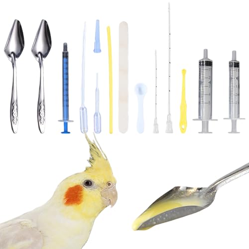 14 pcs Baby Bird Feeding Syringe Set, Small Bird Feeding Hand Feeding Tubes Kit, Parrot Feeder Food Feeding & Watering Supplies for Baby Birds Small Pet - color: mix