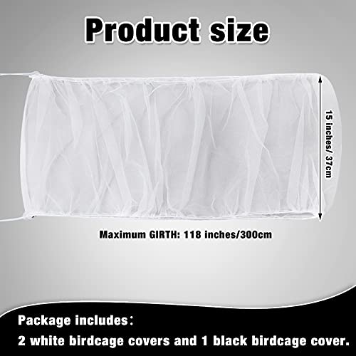 3 Pieces Large Adjustable Bird Cage Cover Seed Feather Catcher Birdcage Nylon Mesh Net Cover Soft Skirt Guard for Parakeet Macaw African Round Square Cage (118 x 15 Inch in Circumference and Width) - size: 118 x 15 Inch in Circumference and Width