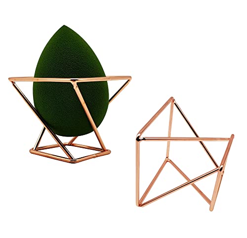 AKOAK 2 Pcs Makeup Sponge Holder, Makeup Blender Storage, Rose gold