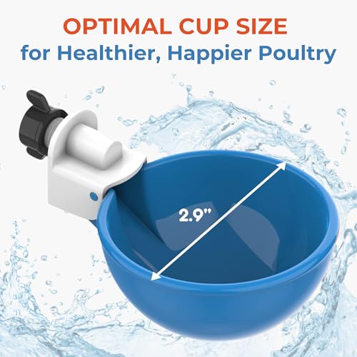 Lil Clucker - Blue Large Automatic Chicken Waterer Cups Suitable for Ducks, Geese, Turkeys, and Bunny Rabbit - Water Feeder Kit - Poultry Waterer - Pack of 5 - size: 5-Pack