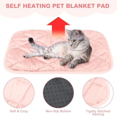 4 Pack Self Heating Cat Pad Self Warming Dog Mat Reflects Body Heat Extra Warm Thermal Pet Pad Washable Dog Cat Bed Crate Bed Mat Blanket (Pink,16 x 20 Inch) - color: Pink, size: 16 x 20 Inch