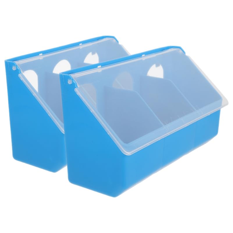 Outanaya 2-Pack Pigeon Feeder and Waterer for Cage 3-Hole Hanging Bird Feeding Box with Lid Grit Holder and Food Container for Pigeons 9.84 X 5.51 X 3.54 in