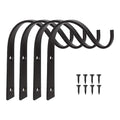 4PCS Height 4 Inch Black Iron Wall Hooks with Screws Plant Hanger Fence Metal Bracket for Hanging Bird Feeders Wind Chimes Decorations Lamp