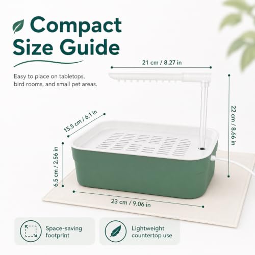 Parrot Bathtub Indoor Automatic Bath Shower,Bird Bath with Pump(small) | Bird Shower Fountain Bathtub with Running Water for Parakeet,Cockatie,Canary,Finch and small bird - color: Grey