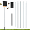 15' Aluminum Bat House Pole, Telescoping Purple Martin House Pole, 5-Section Design with 8-Hole Ground Socket for Wind Stability, Complete Outdoor Bat Bird House Pole Kit - size: 15 ft