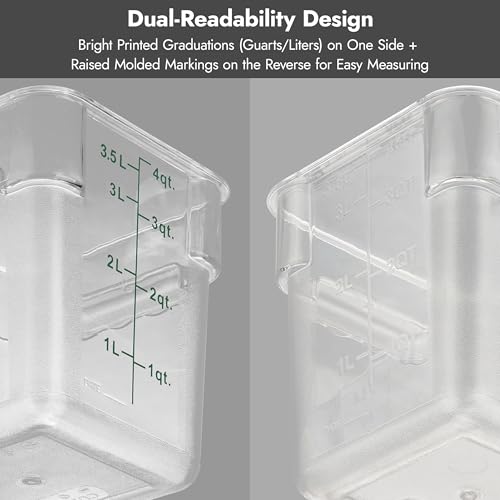 8-Pack 8 Qt NSF Clear Polycarbonate Food Storage Containers with Red Lids - Square, Commercial-Grade, Freezer & Dishwasher Safe, Stackable - color: 8.0 Qt 8-Pack(Red Lids)