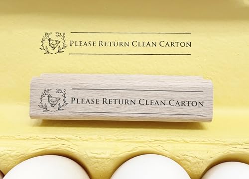 Custom Egg Carton Stamp-Fresh Chicken Eggs Stamp -Please Return Carton Stamp (4"x1" Woodblock Stamp)