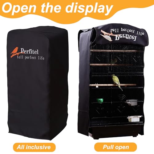 Bird Cage Cover Black Blackout Birdcage Cover (18.1x14.1x36 inch) | Durable Breathable Washable Material, Create Quiet Environmente - size: 18.1Lx14.1Wx36H