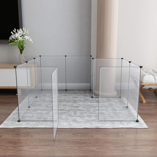 LURIVA Large Transparent Pet Playpen, 28" H x 20" W, Dog Playpen, Small Animal Playpen, Puppy Playpen, Rabbit Playpen, Dog Pen, Dog Fence, for Kittens, Ferrets, Guinea Pigs, Indoor Use, 12 Panels