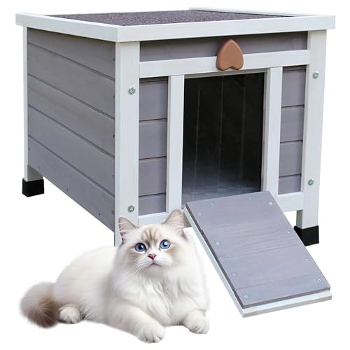 Rockever Outdoor Cat House, Rabbit Hutch Outdoor Indoor Bunny Cage | Waterproof Cat Houses For Outdoor Cats, Wooden Small Pet House And Habitats, Openable Roof