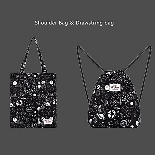 Van Caro Drawstring Backpack String Bag Sackpack Cinch Daypack Fashion Shoulder Bags - color: 7005 Black